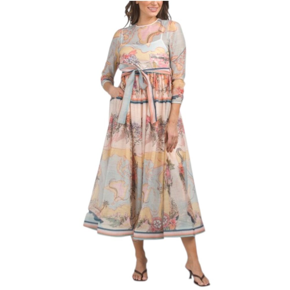 NANCY YANG Tie Waist Maxi Dress